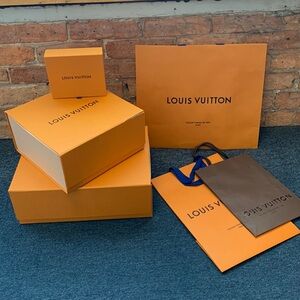 Set of 3 Louis Vuitton Gift Boxes w/ LV Ribbon w/ 3 Shopping Bags w/ 2 Dust Bags